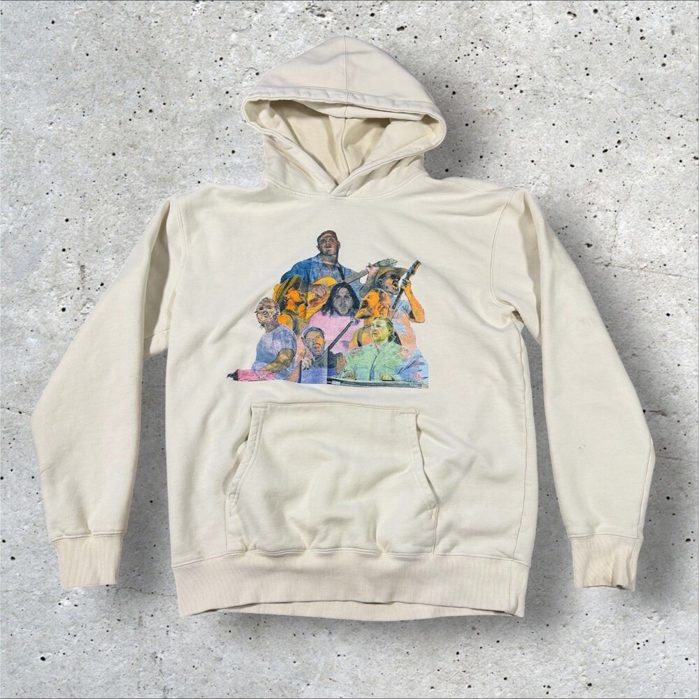 Official Zach Bryan Quittin' Time Tour 2024 Cream Hoodie Sweatshirt Size Large